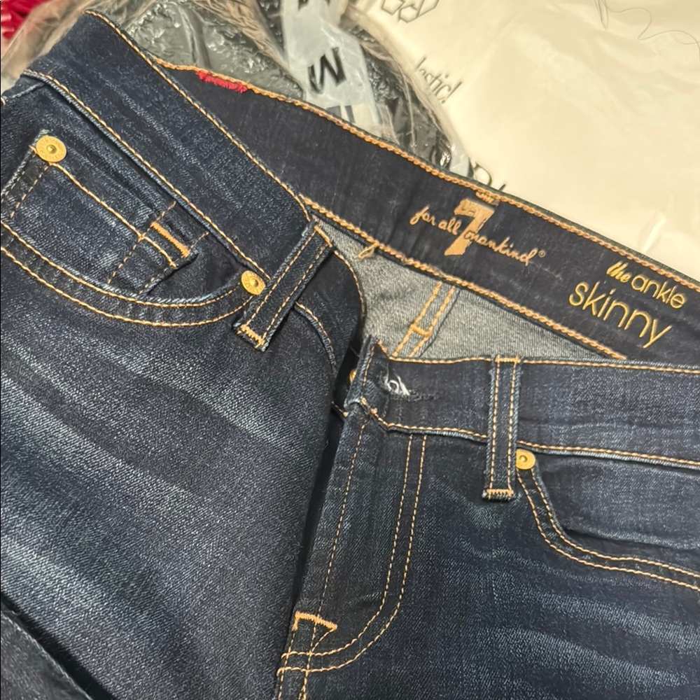 7 For All Mankind Dark Wash Skinny Jeans